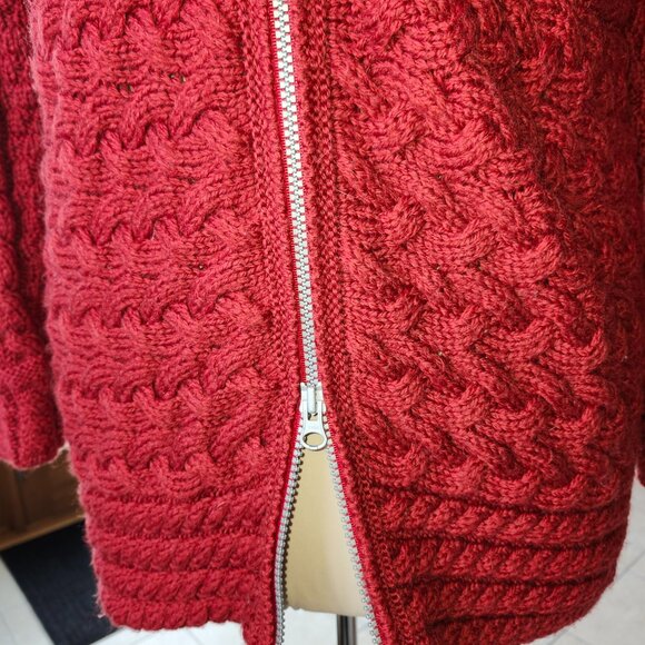 25072 Connemara Knitwear 100% Merino Wool Cardigan Irish Sweater Red Sz M - Picture 6 of 13
